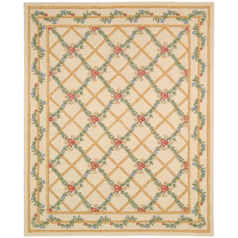 Tapis en laine crocheté à la main Kinchen, Rectangle 9 pi x 12 pi