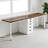 Nordic-Style Walnut Office Desk With White Metal Legs And Drawer Suitable For Home Office & Storage Needs