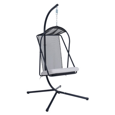 Balancelle suspendue avec support et hamac pour patio avec coussin résistant à l'eau et aux rayons UV pour le balcon de la chambre à coucher