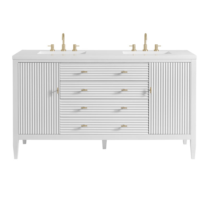 Myrrin 60'' W Double Vanity, White Zeus, Bright White, 8" Widespread