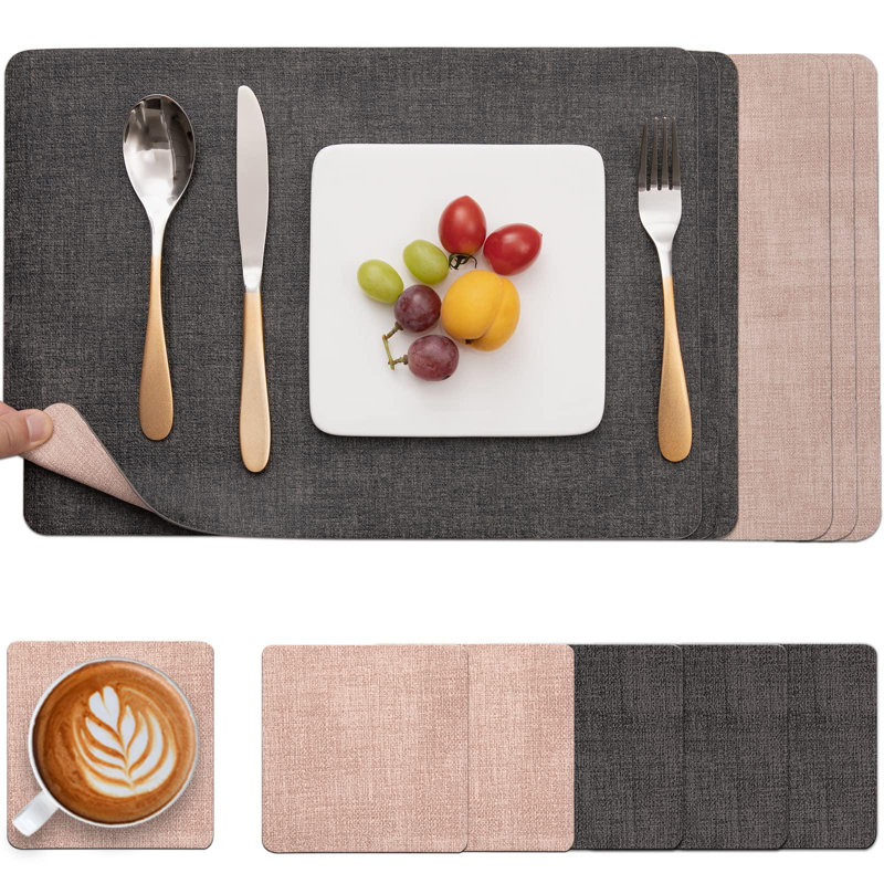 Faux Leather Placemat, Grey Pink