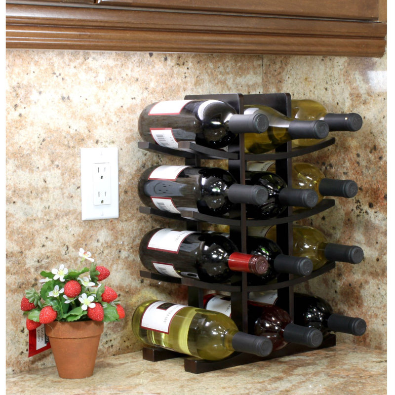 Arthurene 12 Bottle Tabletop Wine Bottle Rack, Dark Espresso