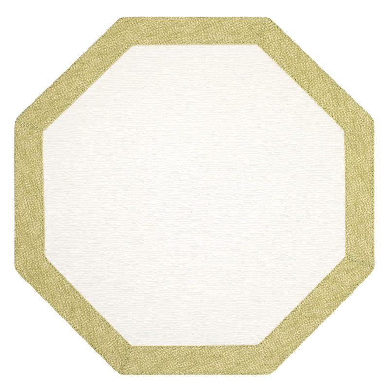 Bordino 100% Pthalate-free Vinyl Hexagon Placemats, White;Fern