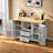 Kitchen Island  With Dropleaf Top, Towel Rack, Spice Rack, 2 Drawers And 2-door Cabinet