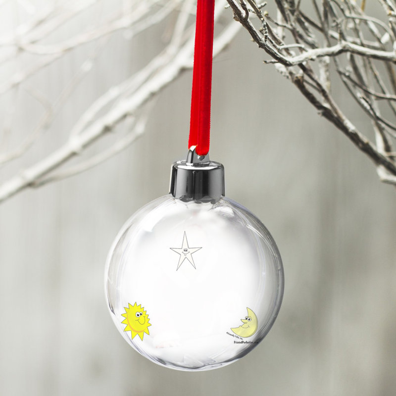 Ornement personnalisé en forme d'ampoule de Noël soleil, lune et étoiles, Oui