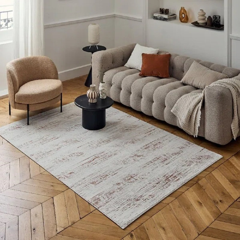 Carmel Modern Abstract Cream/Orange Area Rug, Runner 80 x 300 cm