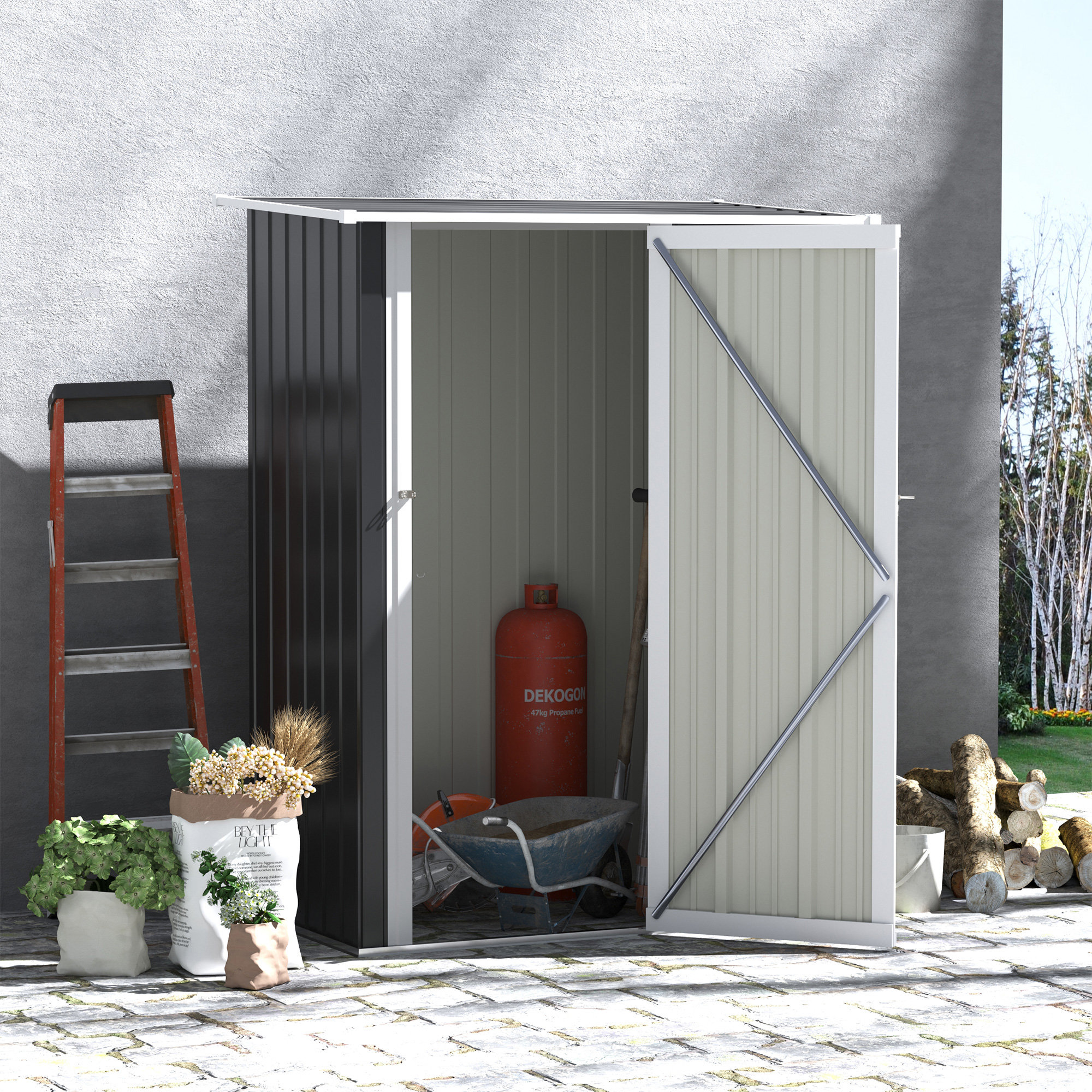 WFX Utility 2.75 ft. W x 4.66 ft. D Metal Tongue & Groove Flat Garden Shed & Reviews | Wayfair.co.uk