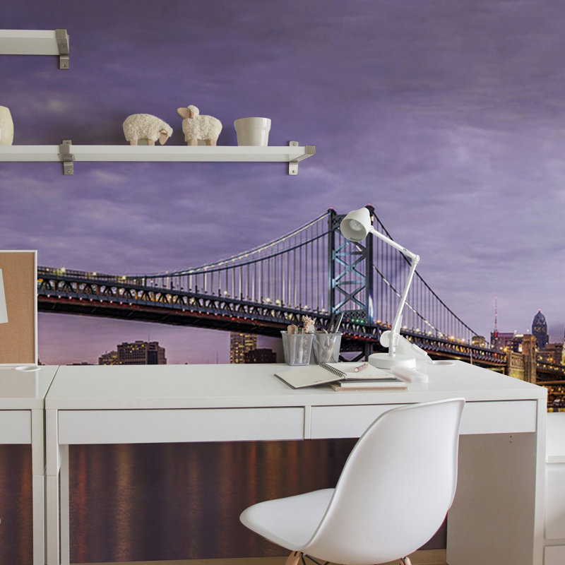 Panneau de papier peint paysage Abelone Bridge, L 100,08 po x l 96 po