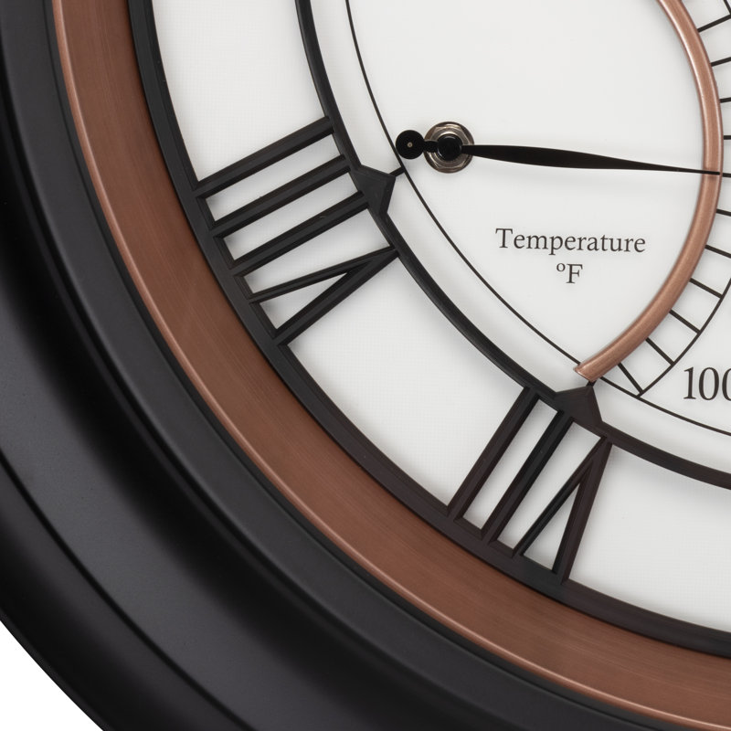 24” Illuminated Led Large Outdoor Decorative Clock With Thermometer And Hygrometer Combo