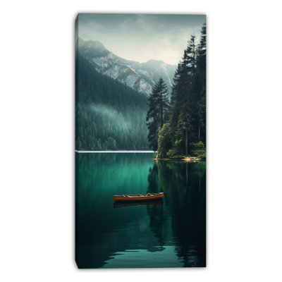 Emerald Lake Canoe Wrapped Canvas Wall Art