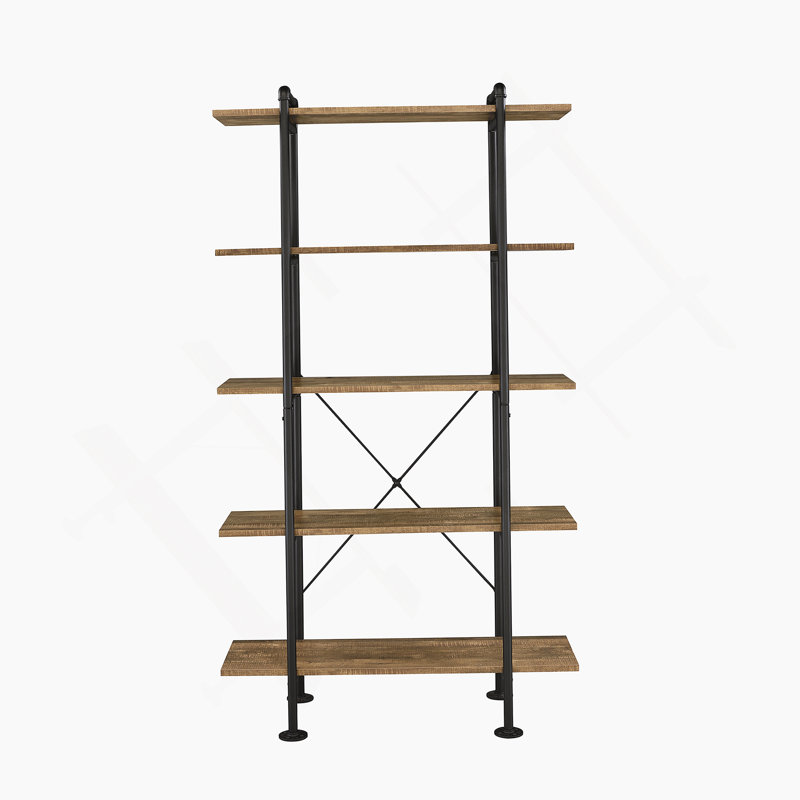 Bookcase In Rustic Oak & Black Finish