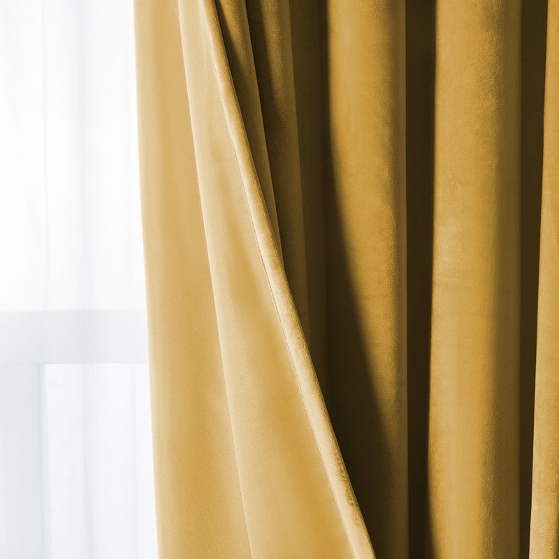 Rumson Crushed Velvet Eyelet Sheer Curtains Pair, Ochre, 167cm x 183cm
