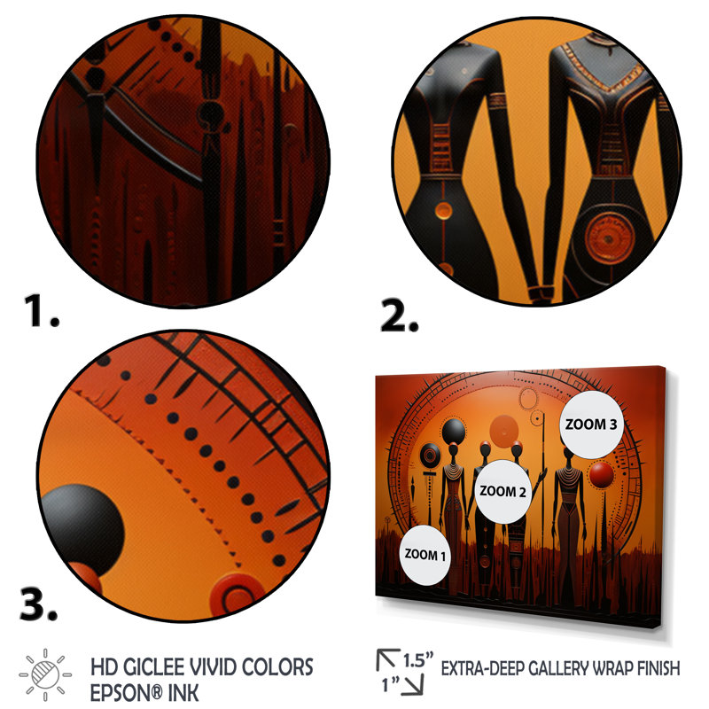 «African Tribal Rhythms I», art mural africain, H 24 po x l 32 po x P 1 po, Cadre flottant blanc