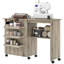Machine à coudre pliante avec table et armoire mobile gris