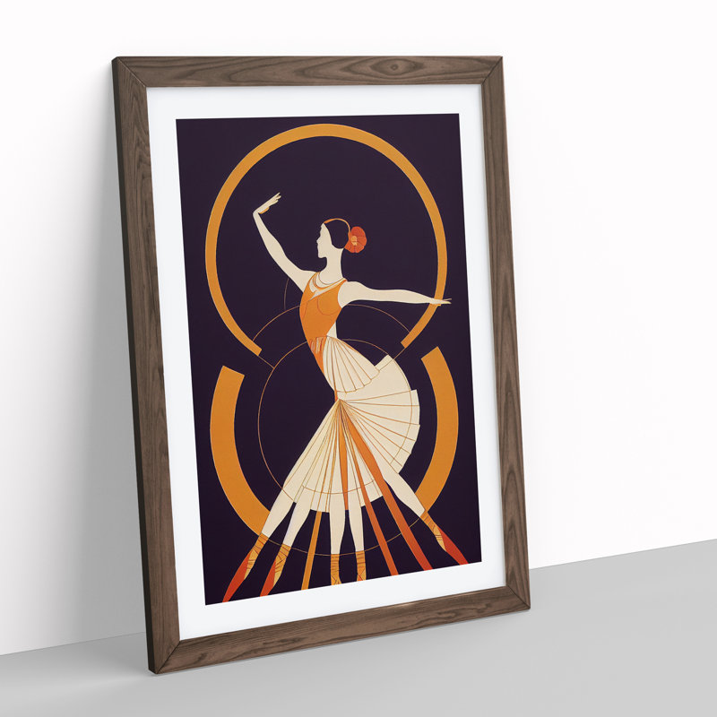 Ballerina - Single Picture Frame Print, 64cm H x 46cm W x 2cm D, Walnut Framed
