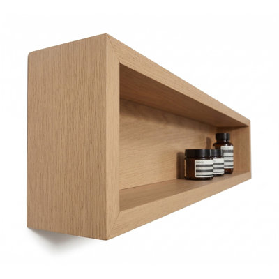 Natural Wood Wall-Mounted Bathroom Shelves