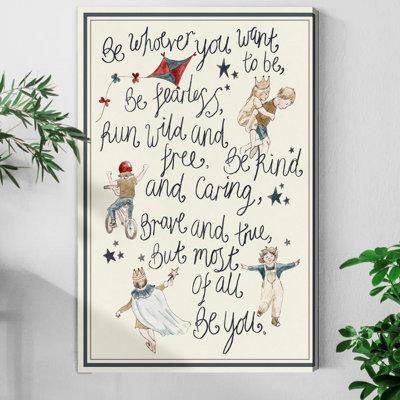 1 pièce, impression sur toile encadrée, aquarelle, poésie pour enfants, art mural, citations pour tout-petits, rétro, «Be you», poème, art, affiche, impression sur toile, peinture pour salon, chambre, bureau, salle de bain, dortoir, prêt à accrocher