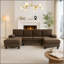 Canapé en forme de U rembourré nubby, conception de chaise double confortable avec accoudoirs rembourrés-428437208