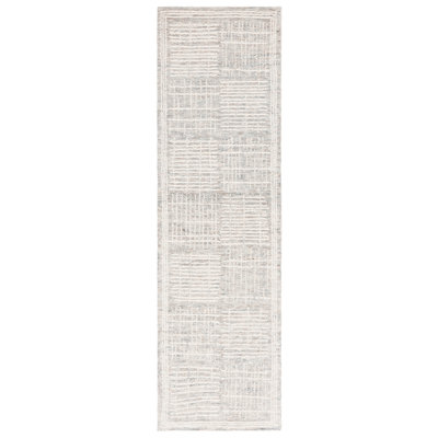 Wenee Abstract Hand Tufted Wool Cotton Geometric Rug in Dark Gray/Ivory