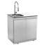 Cuisine extérieure modulaire 5 pièces avec barbecue, réfrigérateur, évier, armoire d'angle, tiroir de rangement-133473833