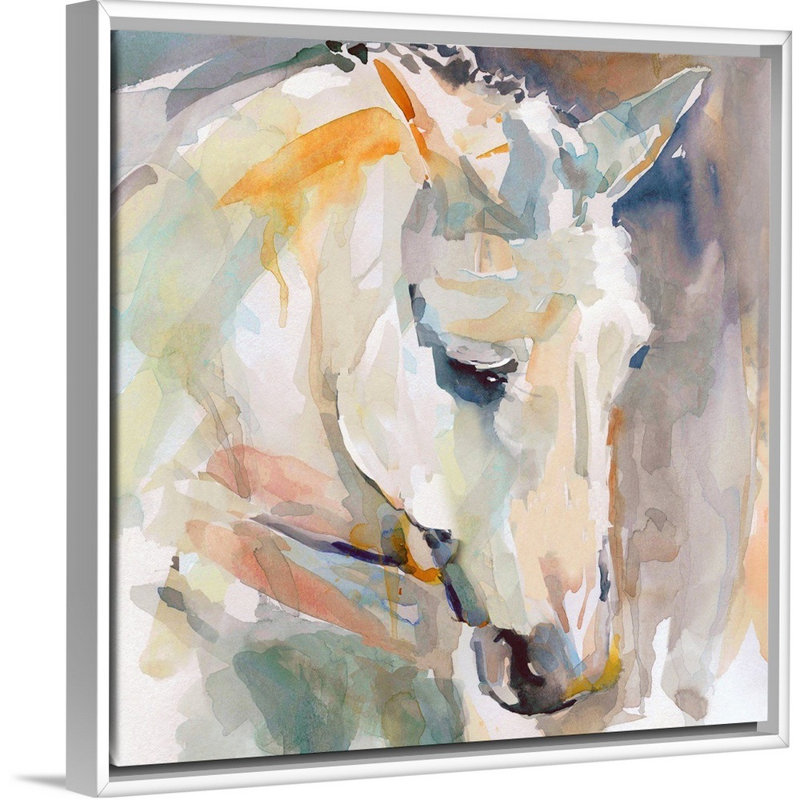 «Beautiful Contemplation», reproduction d'art sur toile, Cadre flottant blanc, H 37,7 po x l 37,7 po x P 1,75 po
