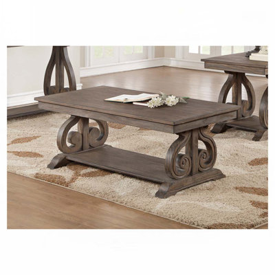 Table basse en bois avec tablette à boutons