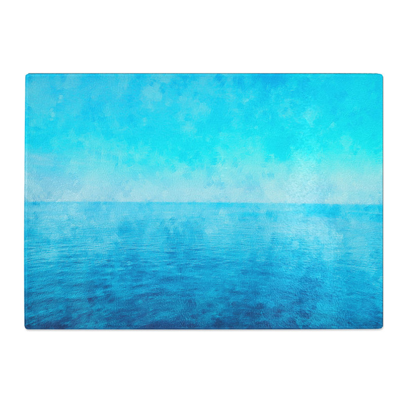 Tempered Glass Blue Ocean Horizon Chopping Board, 28.5 cm x 39 cm