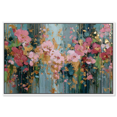 Golden Pollen Rain Pink Floral Art Canvas Print by Art Remedy