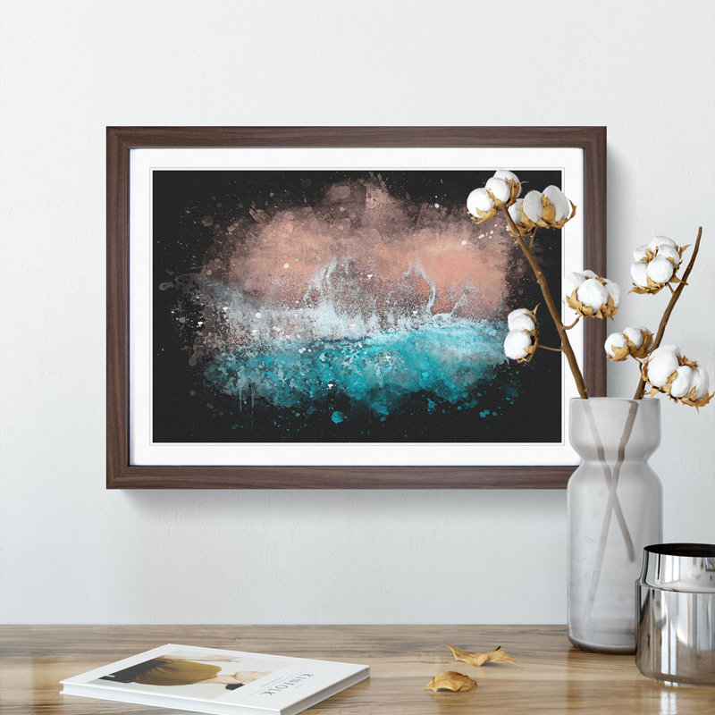 South Beach Miami Florida - Picture Frame Graphic Art, 33cm H x 45cm W x 2cm D, Walnut Framed