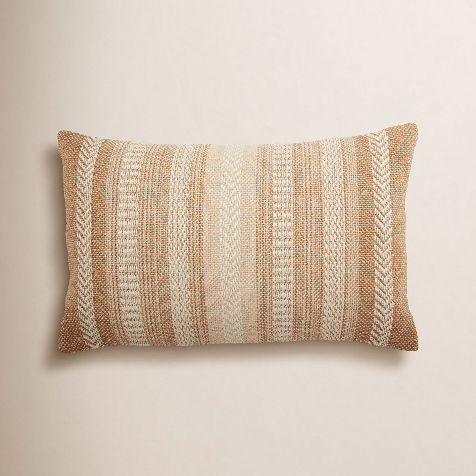 Positano 21" x 13" Embroidered Pillow Cover, Taupe/Beige, Polyester/Polyfill