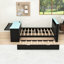 Lit plateforme en bois avec tête de lit RVB Smart, lit gigogne et bureau-1334727639-1334727636