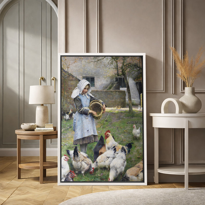 «Nourrir les poulets», art de la scène de la campagne, impression sur toile encadrée, H 24 po x l 16 po x P 1,5 po