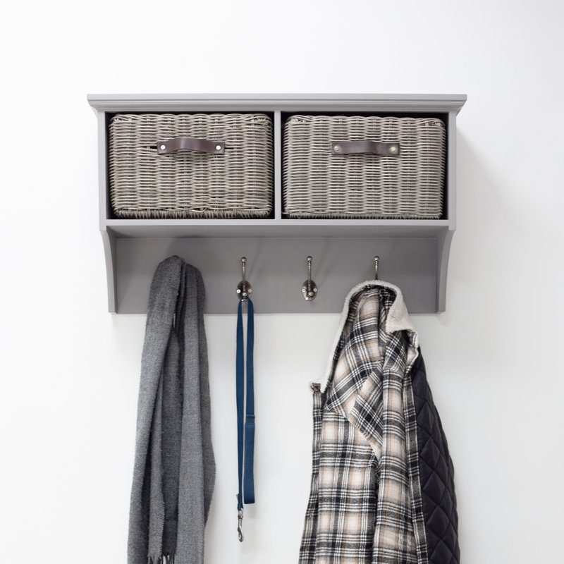 Anita Solid Wood Cube Shelf, Grey/Grey