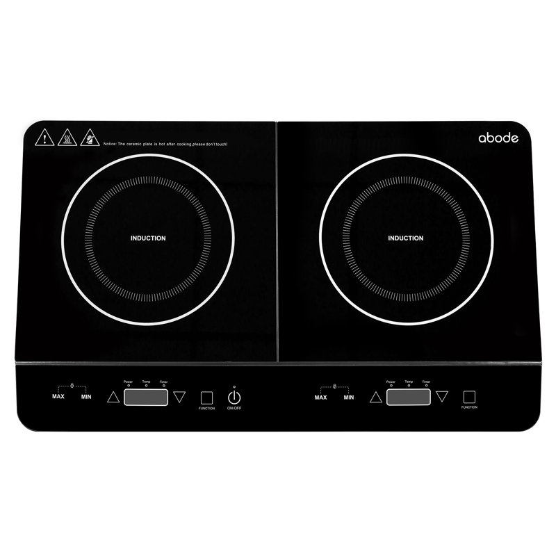 Abode AINDH2003 Portable Double Induction Hob, Digital Dual Control 2.8kW - Black