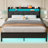 Modern Upholstered Platform Bed with Storage, Headboard, USB Charging Station & LED Lights-1449381661-1449381663-1464360063