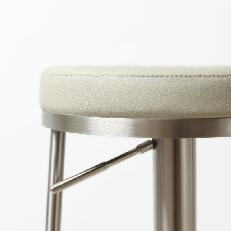 Alfonz Swivel Upholstered Adjustable Height Counter Stool with Metal Frame, Grey/Silver