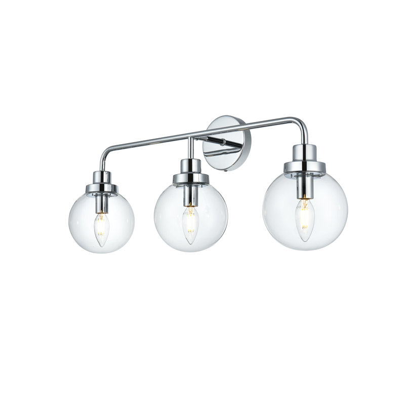 Ackerson 3 - Light Dimmable Armed Sconce, 3 Lights, Clear, Chrome