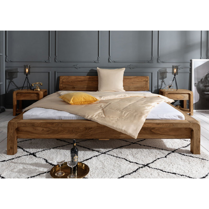 Bueno Solid Wood Bed, Brown, 160 x 200cm