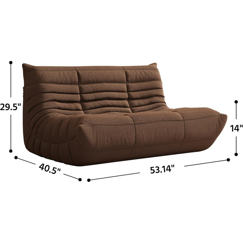 Canapé 3 places à accoudoirs sans accoudoirs, 29.5" H x 53.14" W x 40.5" D, Brun