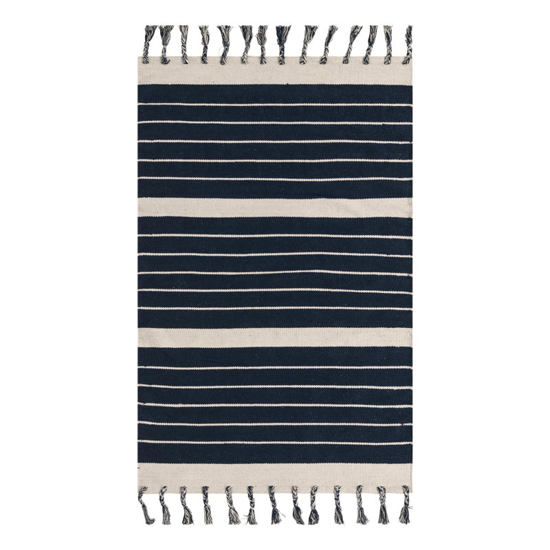 Iustin Cotton Striped Indoor Rug, Rectangle 4'1" x 6'1"