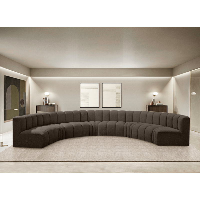 Canapé et chaise rembourrés Hormachea, Tissu brun bouclé