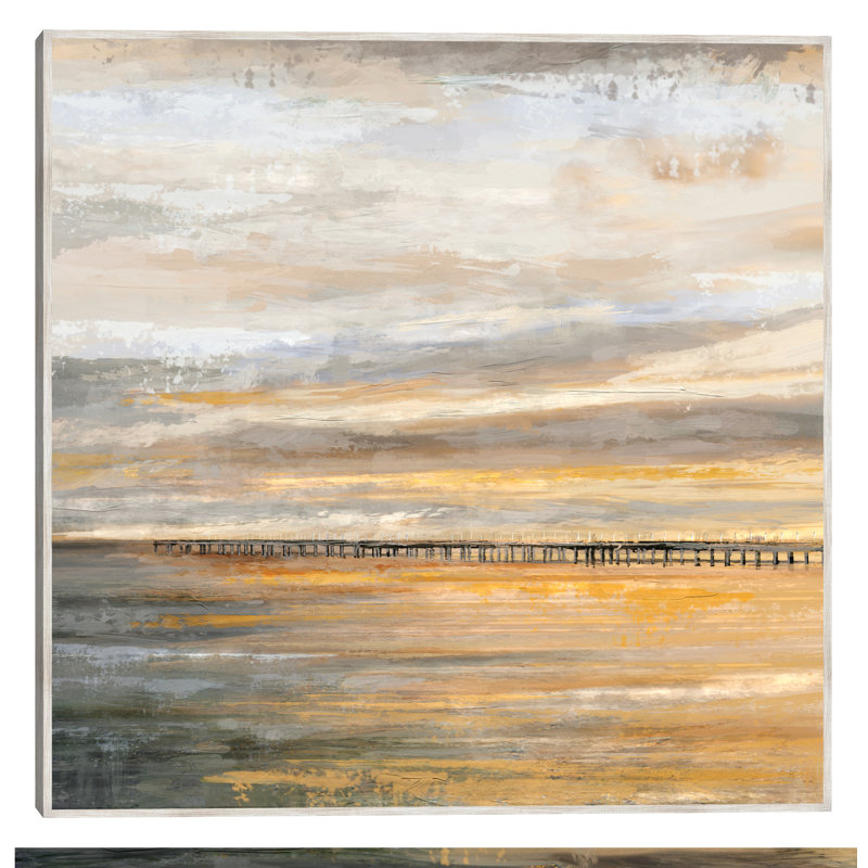 Evening Pier by Studio Arts Canvas Art Print, 36" H x 36" W x 1.5" D, Barnwood Floater Frame
