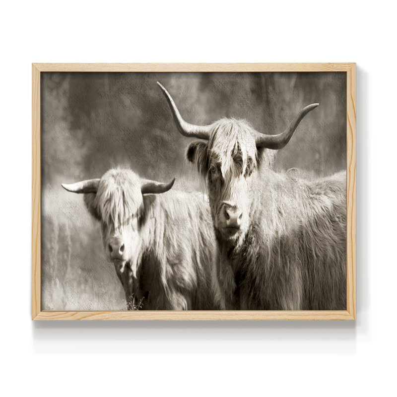 Sepia Hairy Highland -Framed Print - Restickable, 8" H x 10" W, Natural