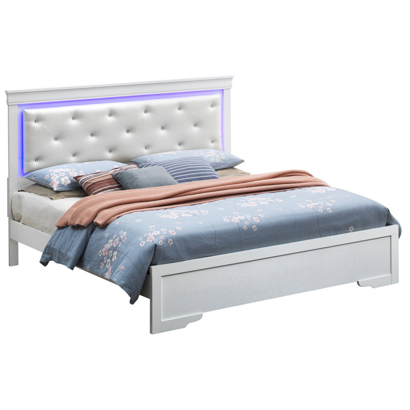Élégant lit à champagne argenté, 53 po de hauteur x 79 po de largeur et 85 po de profondeur, et une structure de soutien, assemblage rapide pour différents styles d'intérieur très grand H 53 po x l 85 po, look moderne avec support de construction