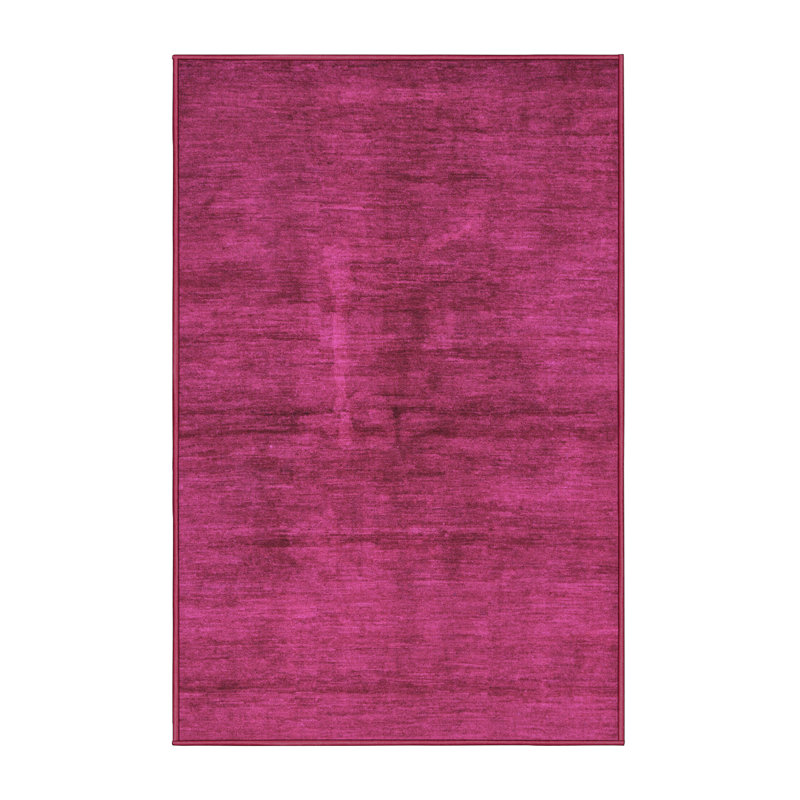 Tapis en laine et polyester tissé à la machine en magenta, Rectangle 3 pi x 5 pi