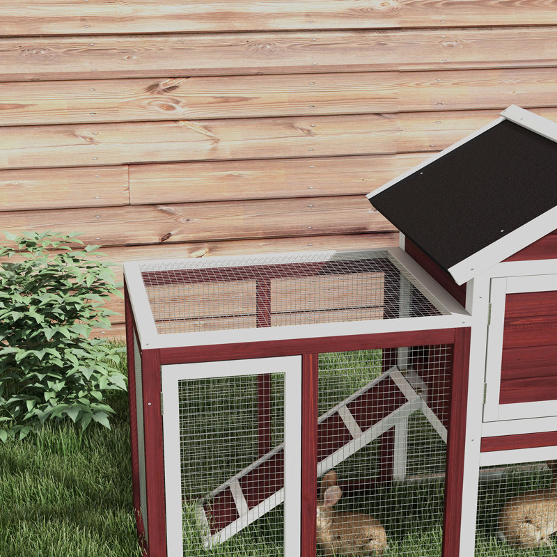 Cage à lapin en bois 48 po avec toit en asphalte imperméable Pawhut