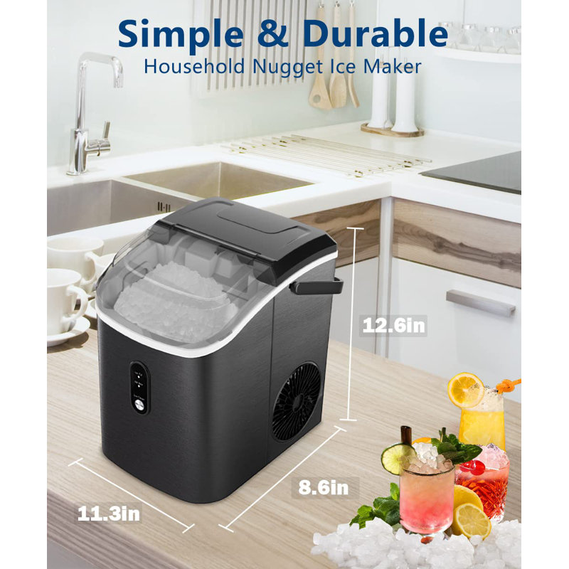 COWSAR 33 Lb. Daily Production Nugget Clear Ice Portable Ice Maker, Black
