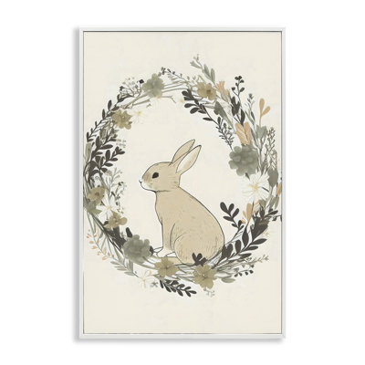 Pastoral Bunny Wreath Framed Giclee, design by Creative Studio