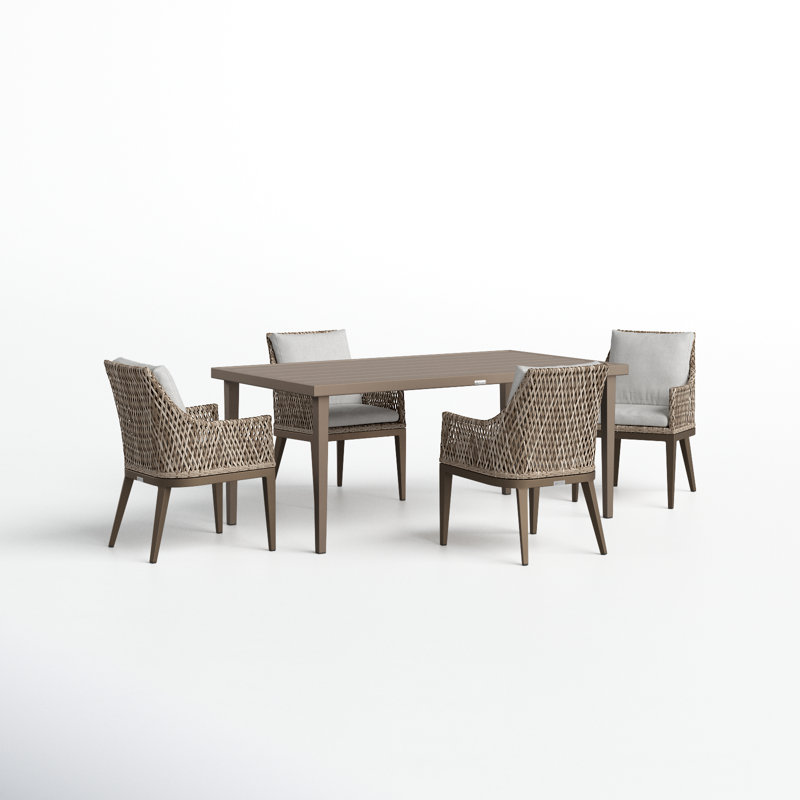 Galilea 5 Piece Aluminum Outdoor Dining Set with Gray Fabric