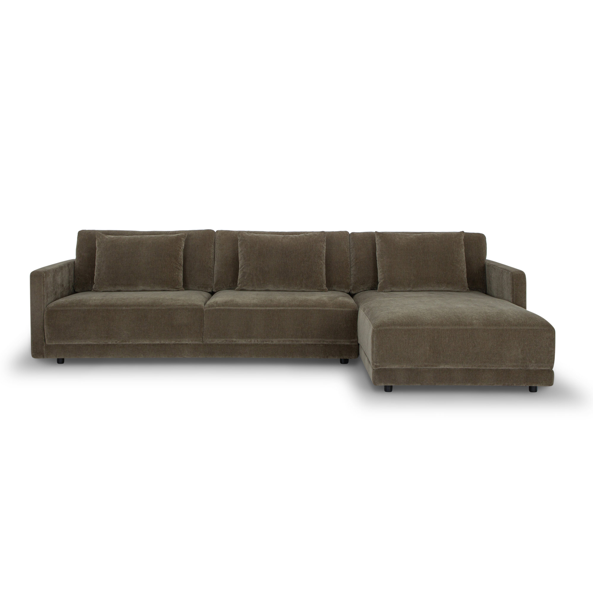 Kenji Upholstered Chaise L-Sectional, Olive Green Performance Chenille, Right Hand Facing